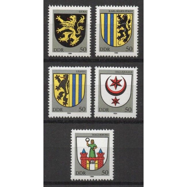 DDR 1984 - Steme de orașe, heraldica, serie neuzata DDR 1984 - Steme de orașe, heraldica, serie neuzata