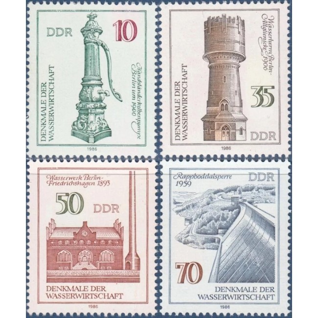 DDR 1986 - Uzine de apa, pompe de apa, serie neuzata DDR 1986 - Uzine de apa, pompe de apa, serie neuzata