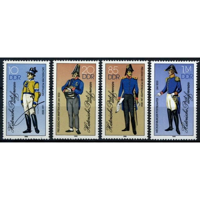 DDR 1986 - Uniforme de poștaș de epoca, serie neuzata DDR 1986 - Uniforme de poștaș de epoca, serie neuzata