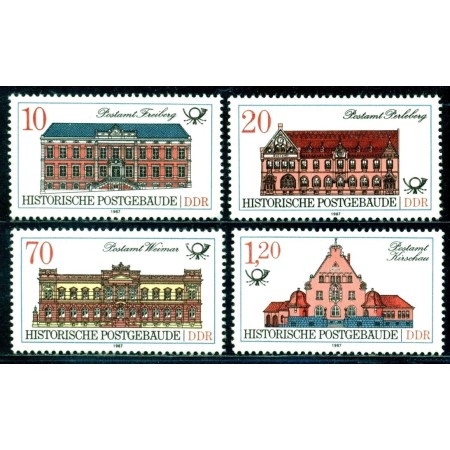 DDR 1987 - Clădiri vechi de posta, arhitectura, serie neuzata DDR 1987 - Clădiri vechi de posta, arhitectura, serie neuzata