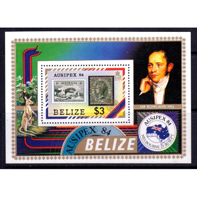 Belize 1984 - Ausipex, timbru pe timbru, colita neuzata Belize 1984 - Ausipex, timbru pe timbru, colita neuzata