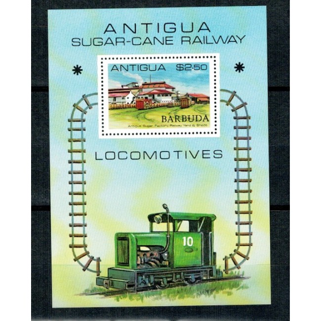 Barbuda 1981 - Locomotive, transport, colita neuzata