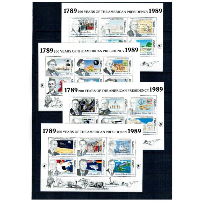 Dominica 1989 - 200 de ani de Președinție Americana, istorie, serie minicoli neuzate Dominica 1989 - 200 de ani de Președinție Americana, istorie, serie minicoli neuzate