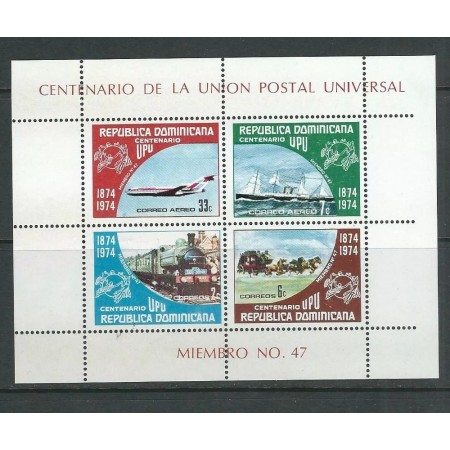 Republica Dominicana 1974 - Transport, UPU, bloc neuzat Republica Dominicana 1974 - Transport, UPU, bloc neuzat