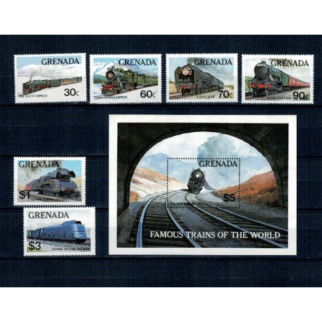 Grenada 1982 - Locomotive, serie si colita neuzata Grenada 1982 - Locomotive, serie si colita neuzata