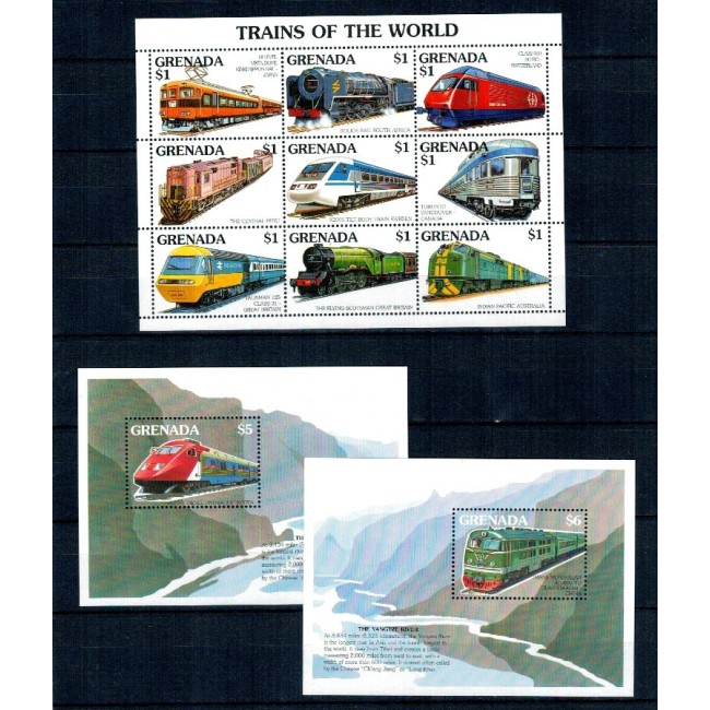 Grenada 1995 - Locomotive, trenuri, minicoala si colite neuzate