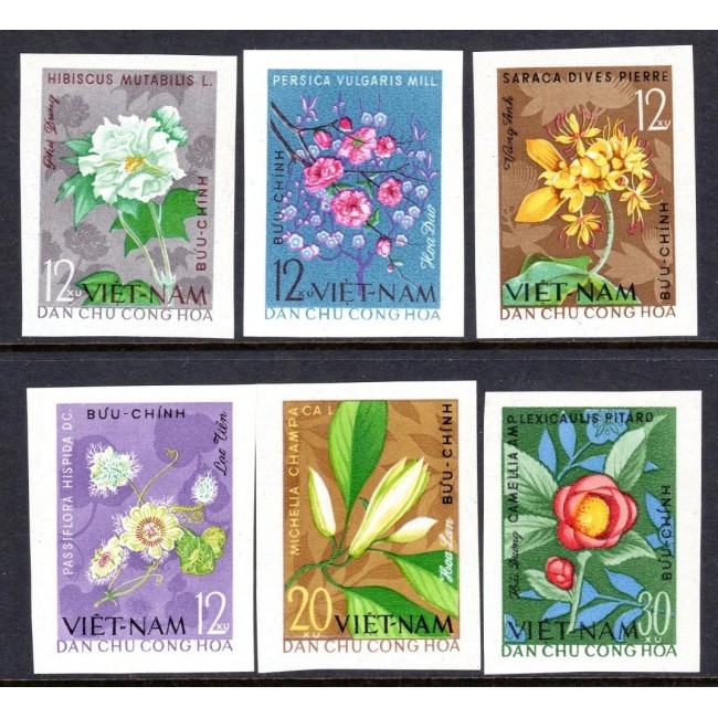 Vietnam 1964 - Flori, serie nedantelata nestampilata Vietnam 1964 - Flori, serie nedantelata nestampilata
