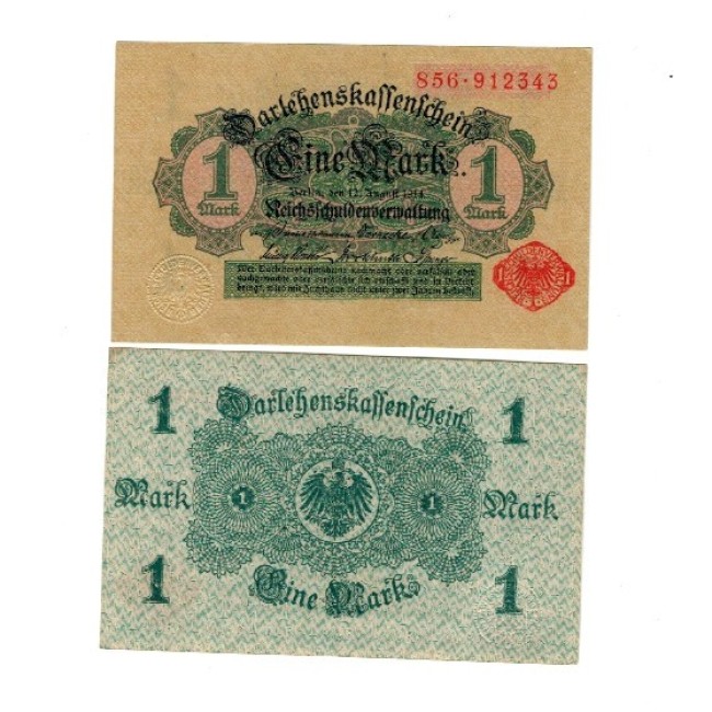 Germania 1914 - 1 Mark Darlehenskassenschein aUNC Germania 1914 - 1 Mark Darlehenskassenschein aUNC