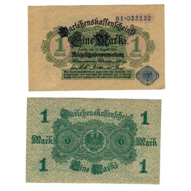 Germania 1920 - 1 Mark Darlehenskassenschein aUNC Germania 1920 - 1 Mark Darlehenskassenschein aUNC