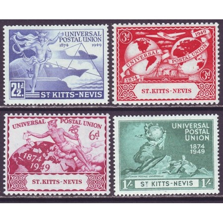 St. Kitts Nevis 1949 - Aniversare UPU, serie nestampilata cu sarniere St. Kitts Nevis 1949 - Aniversare UPU, serie nestampilata cu sarniere