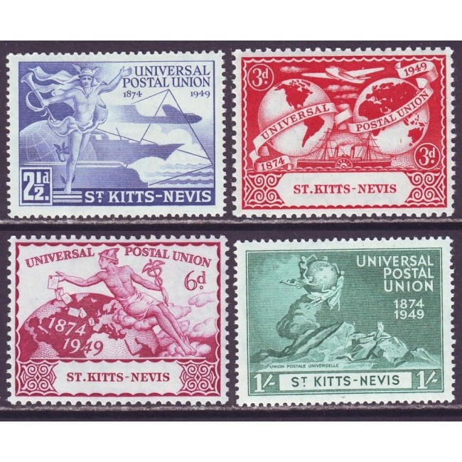 St. Kitts Nevis 1949 - Aniversare UPU, serie nestampilata cu sarniere St. Kitts Nevis 1949 - Aniversare UPU, serie nestampilata cu sarniere
