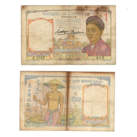Indochina Franceza 1936 - 1 piastre, uzata