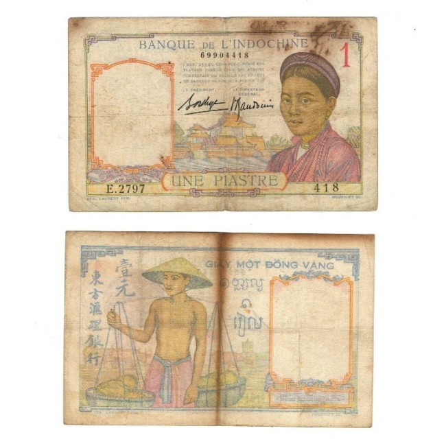 Indochina Franceza 1936 - 1 piastre, uzata Indochina Franceza 1936 - 1 piastre, uzata