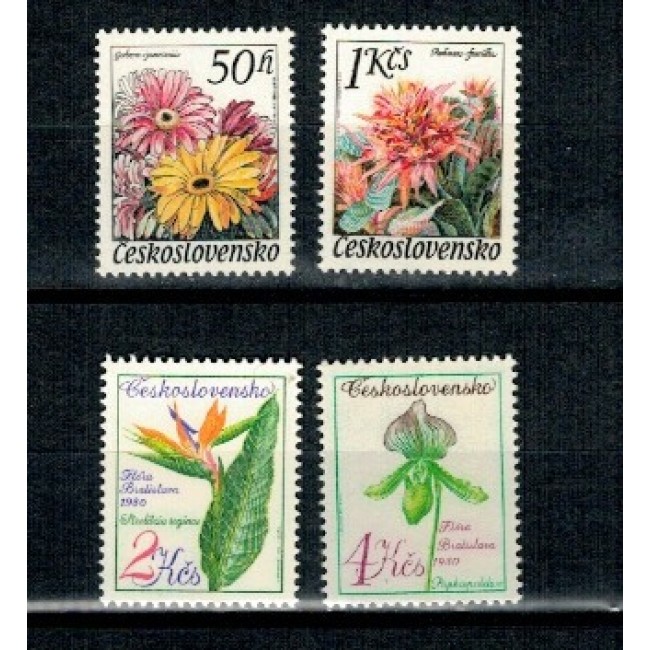 Cehoslovacia 1980 - Flori, flora, serie neuzata Cehoslovacia 1980 - Flori, flora, serie neuzata