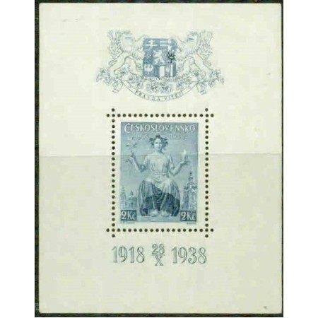 Cehoslovacia 1938 - Aniversarea republicii, colita neuzata Cehoslovacia 1938 - Aniversarea republicii, colita neuzata