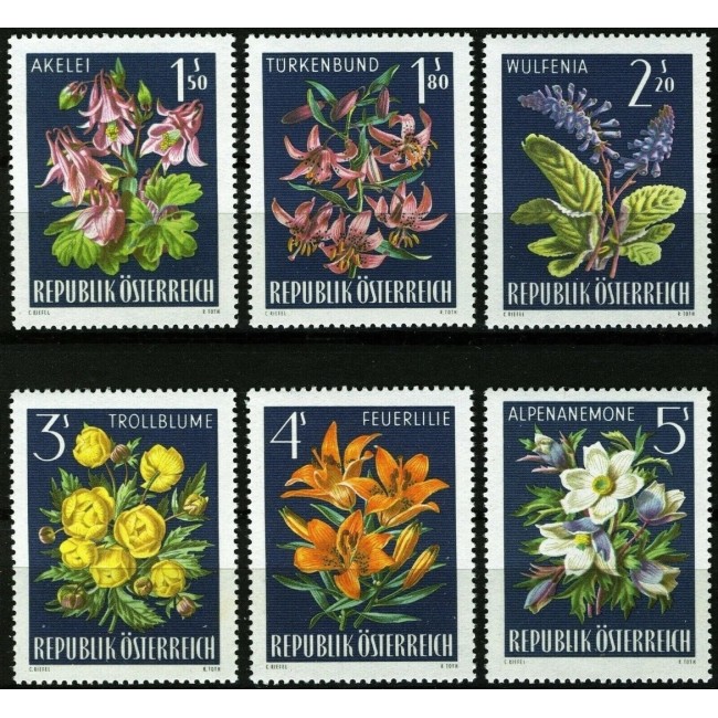 Austria 1966 - Flori, flora alpina, serie neuzata Austria 1966 - Flori, flora alpina, serie neuzata