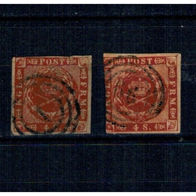 Danemarca 1858 - Uzuale 4s, stampilate Danemarca 1858 - Uzuale 4s, stampilate