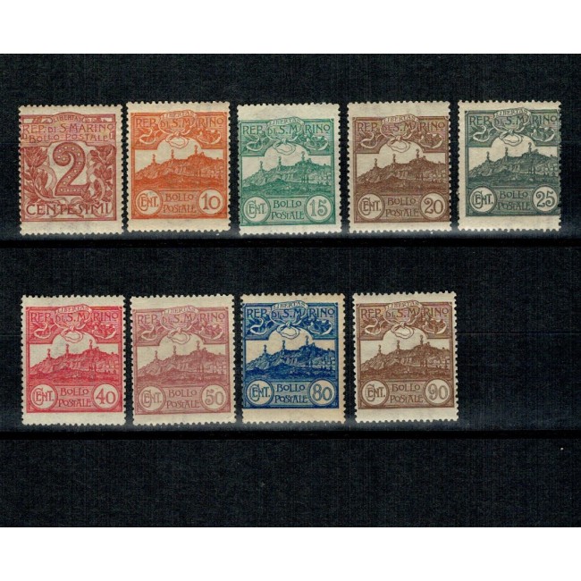 San Marino 1921/1923 - Uzuale, Monte Titiano, serie neuzata incompleta San Marino 1921/1923 - Uzuale, Monte Titiano, serie neuzata incompleta