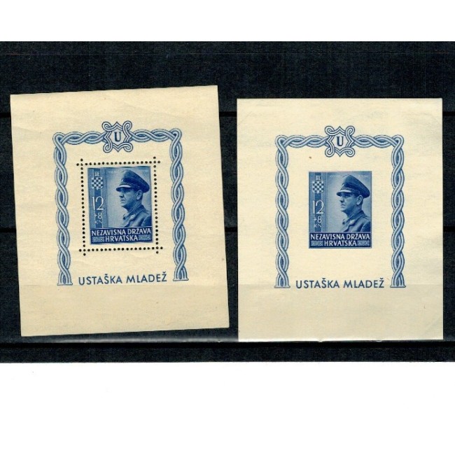 Croatia 1943 - Ante Pavelic, colita dantelata si nedantelata nestampilata cu sarniere