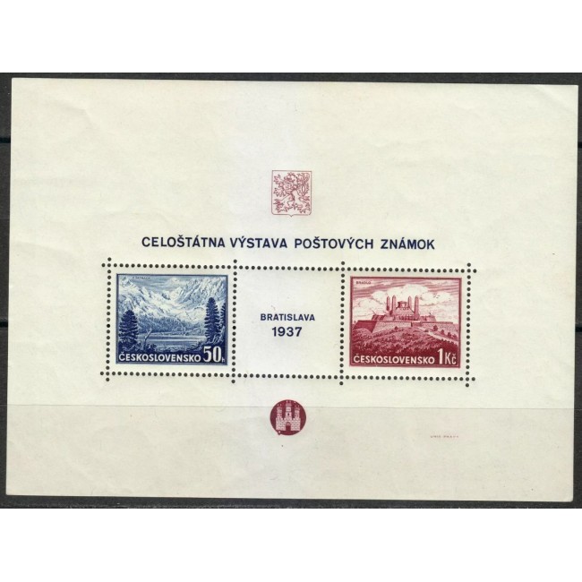 Cehoslovacia 1937 - Expo filatelic Bratislava, bloc neuzat