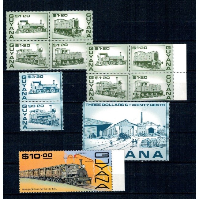Guyana 1987 - Locomotive, trenuri, cai ferate, serie incompleta neuzata Guyana 1987 - Locomotive, trenuri, cai ferate, serie incompleta neuzata