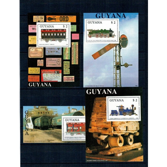 Guyana 1989 - Locomotive, set colite neuzate Guyana 1989 - Locomotive, set colite neuzate