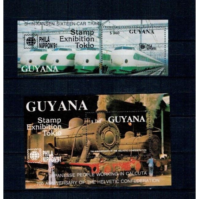 Guyana 1991 - Locomotive, Philanippon, set colite neuzate Guyana 1991 - Locomotive, Philanippon, set colite neuzate