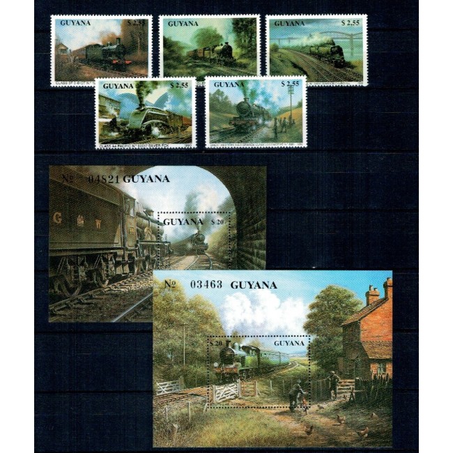 Guyana 1990 - Locomotive, serie si colite neuzate Guyana 1990 - Locomotive, serie si colite neuzate