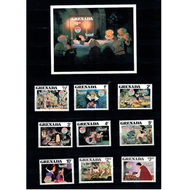 Grenada 1980 - Crăciun, Disney, Snow White, serie si colita neuzata