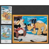 Turks & Caicos 1982 - Disney, Pluto, desene animate, serie si colita neuzata