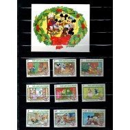 Turks & Caicos Islands 1982 - Crăciun, Disney, desene animate, serie si colita neuzata