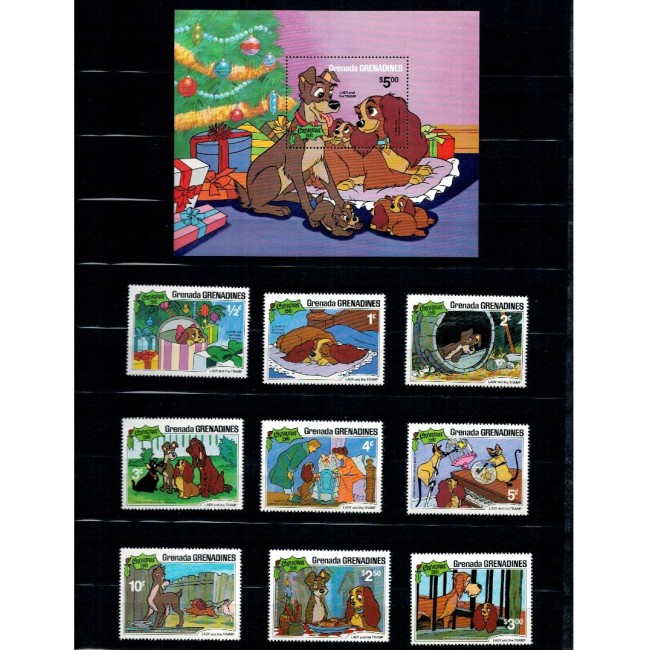 Grenada Grenadines 1981 - Crăciun, Disney, desene animate, serie si colita neuzata
