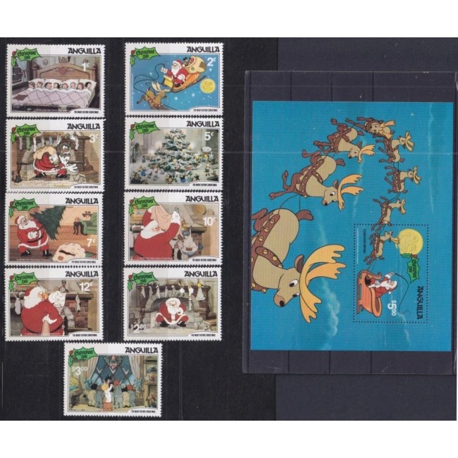 Anguilla 1981 - Disney, Crăciun, desene animate, serie si colita neuzata