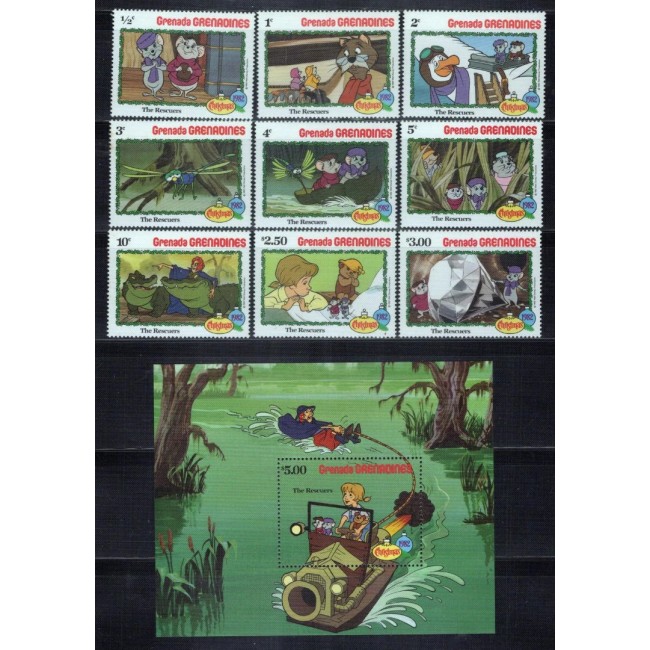 Grenada Grenadines 1982 - Crăciun, Disney, desene animate, serie si colita neuzata