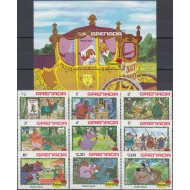 Grenada 1982 - Crăciun, Disney, desene animate, serie si colita neuzata