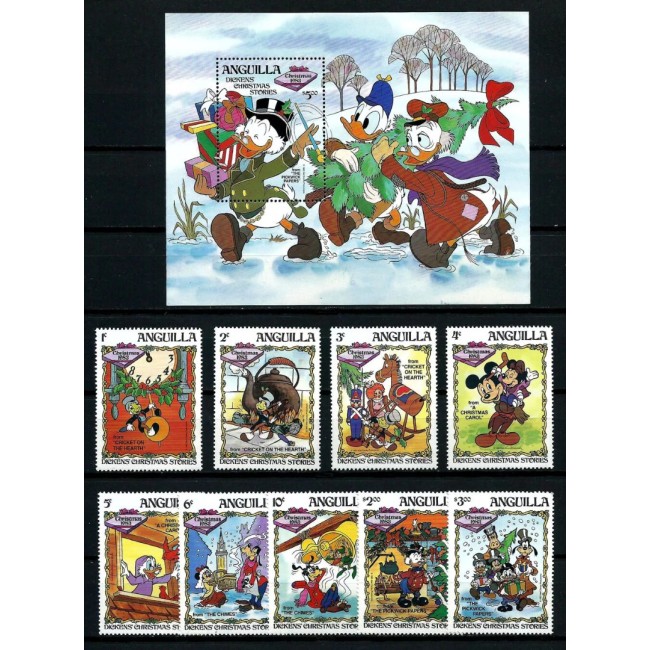 Anguilla 1983 - Crăciun, Disney, desene animate, serie si colita neuzata