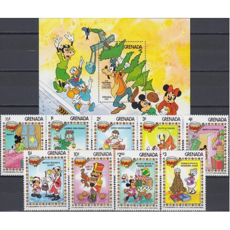 Grenada 1983 - Disney, Crăciun, serie si colita neuzata Grenada 1983 - Disney, Crăciun, serie si colita neuzata