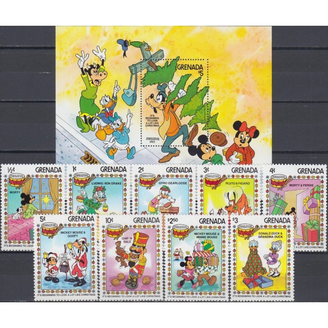 Grenada 1983 - Disney, Crăciun, serie si colita neuzata