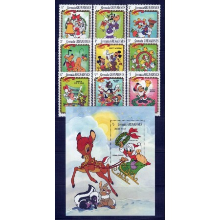 Grenada Grenadines 1983 - Crăciun, Disney, serie si colita neuzata Grenada Grenadines 1983 - Crăciun, Disney, serie si colita neuzata