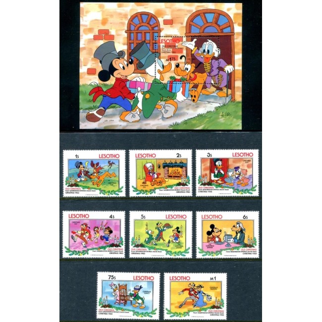 Lesotho 1983 - Crăciun, Disney, desene animate, serie si colita neuzata