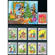 Turks & Caicos 1983 - Crăciun, Disney, desene animate, serie si colita neuzata