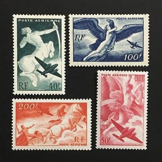 Franta 1946 - Posta Aeriana, serie nestampilata cu sarniere Franta 1946 - Posta Aeriana, serie nestampilata cu sarniere