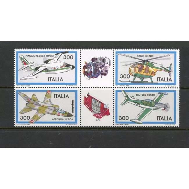 Italia 1982 - Aviație, avioane, serie neuzata Italia 1982 - Aviație, avioane, serie neuzata