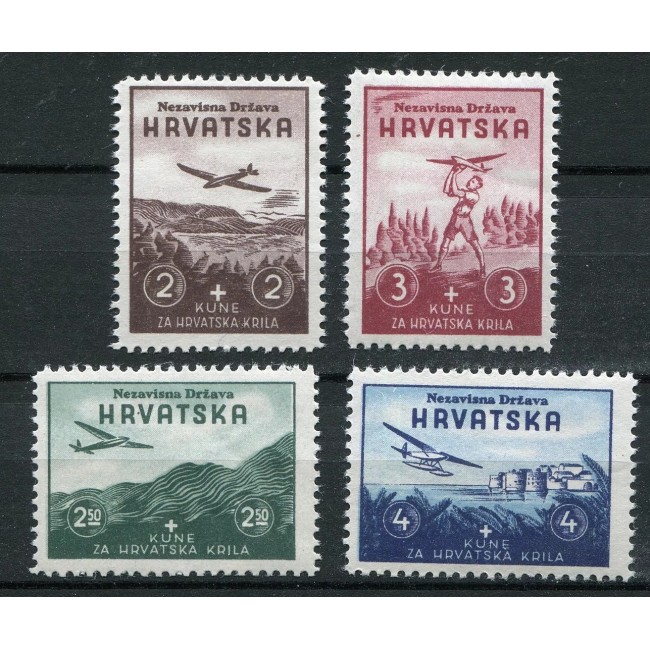 Croatia 1942 - Aviație, avioane, serie nestampilata cu sarniere Croatia 1942 - Aviație, avioane, serie nestampilata cu sarniere