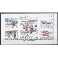 Suedia 1984 - Istoria aviației, avioane, bloc neuzat