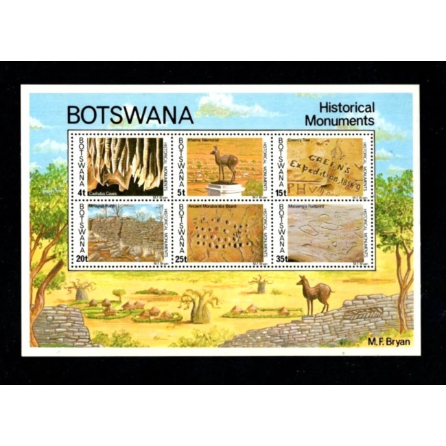 Botswana 1977 - Monumente istorice, bloc neuzat Botswana 1977 - Monumente istorice, bloc neuzat