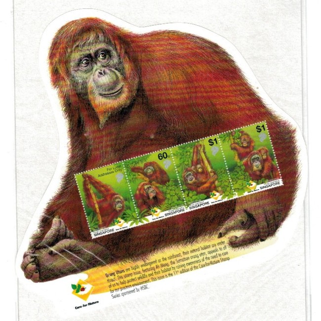 Singapore 2001 - Orangutani, fauna, bloc neuzat