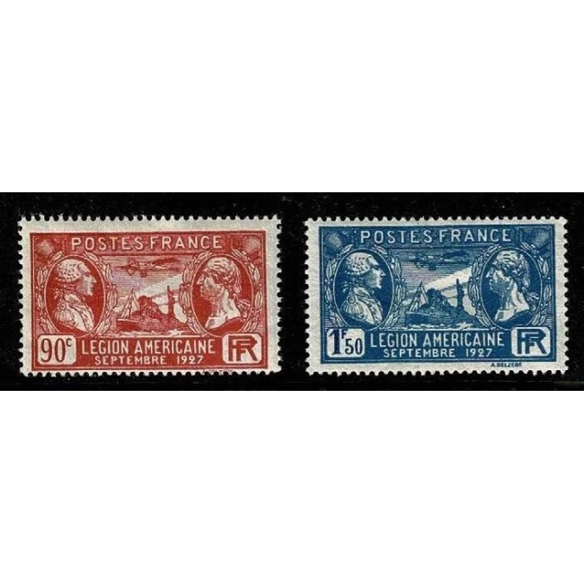 Franta 1927 - American Legion, vapoare, serie nestampilata cu sarniere Franta 1927 - American Legion, vapoare, serie nestampilata cu sarniere
