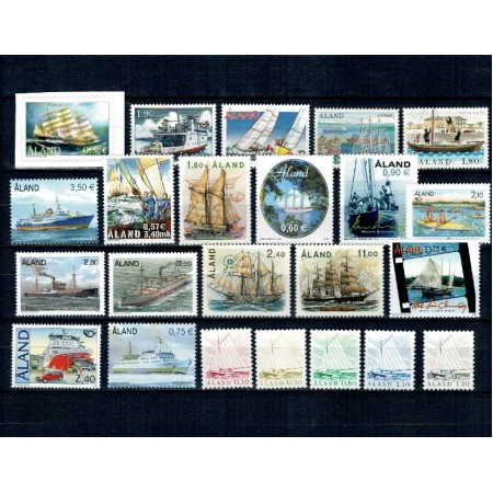 Aland (Finlanda) - Lot timbre neuzate, tematica vapoare, navigatie