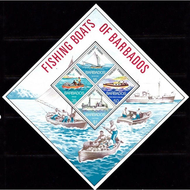 Barbados 1974 - Vapoare, bărci de pescuit, bloc neuzat Barbados 1974 - Vapoare, bărci de pescuit, bloc neuzat